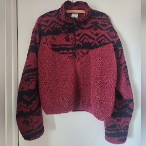 Black and Red Reebok Half Zip with Tribal Print XS